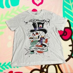 Ed Hardy White Skull Graphic Tee